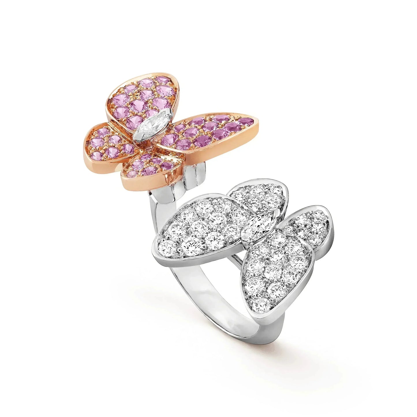 [Bijoux de luxe] BAGUE DIAMANT DOUBLE PAPILLON